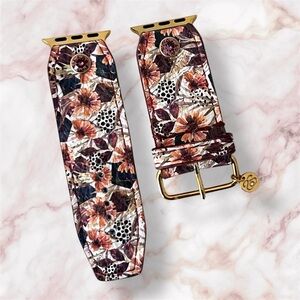 Sparkl Luxe Autumn Flowers Leather Apple Watch Band - Size 2, Apple 38-41mm